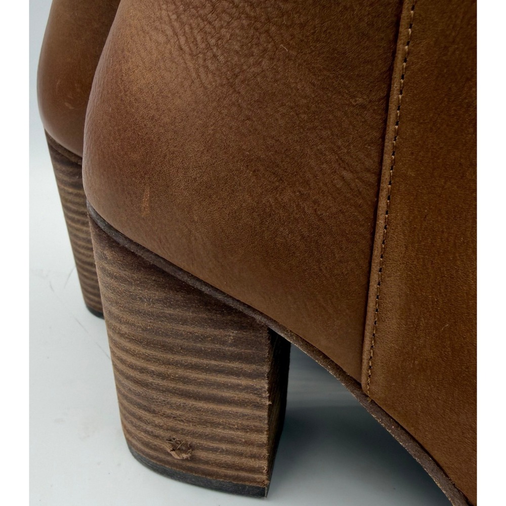 BP Lance Ankle Boots Womens 7.5 Brown Excellent Leather Block Heel Booties - Picture 9 of 10